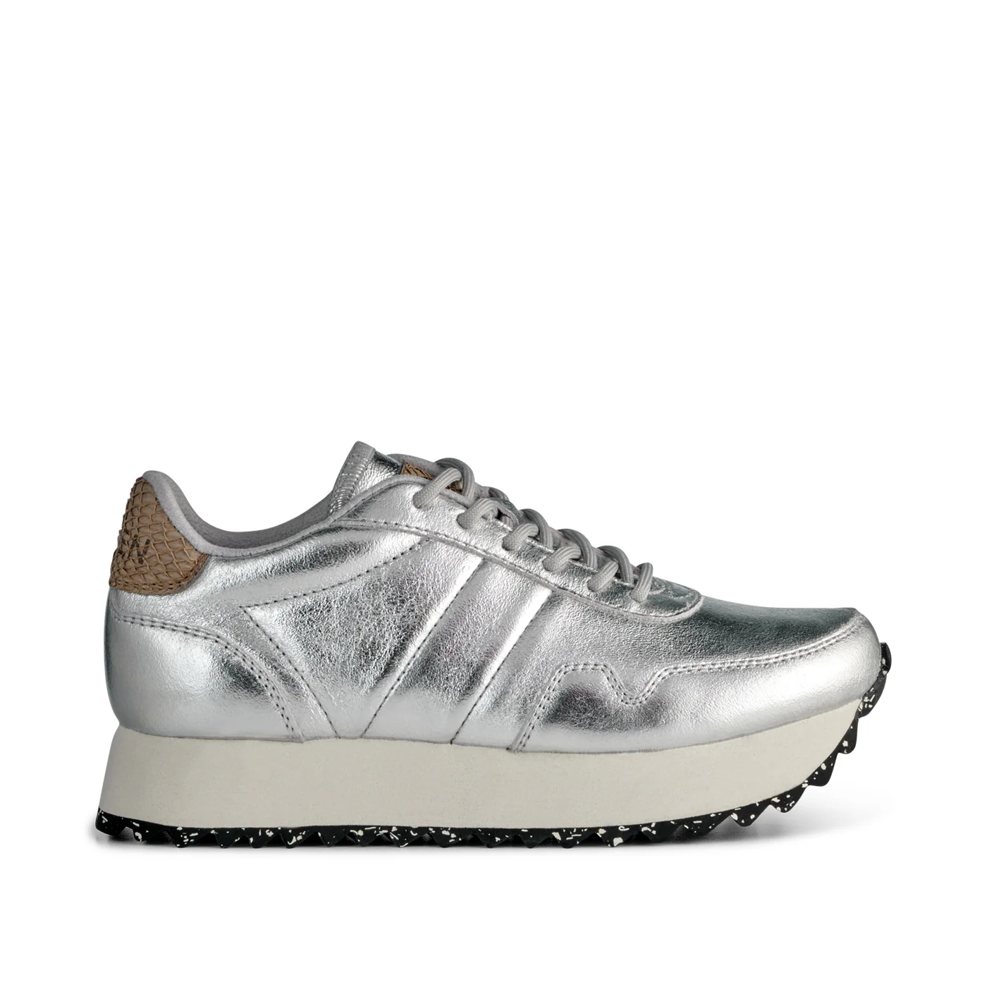 Nora III Plateau Metallic Leather - Silver